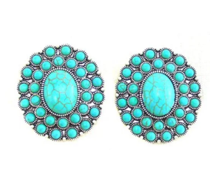 SE0961SBTQ WESTERN CONCHO DESIGN POST EARRINGS
