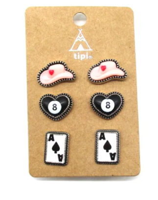 SE3072MUL Multi Theme 3 Pair Earring Set