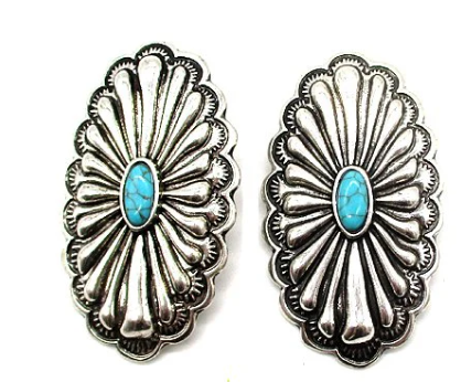 SE1862SBTQ Western Turquoise Stone Concho Earring