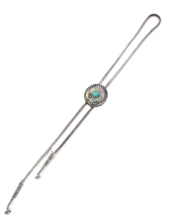 SN0095SBTQ Western Turquoise Concho Bolo Necklace
