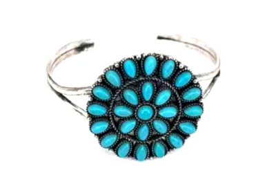 SB2519SBTQ Western Turquoise Concho Cuff Bracelet