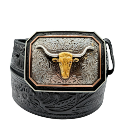 A1043201 Ariat Men's Black Floral Belt