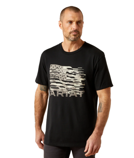 10065892 Ariat Men's Freedom Flag SS Tee Black