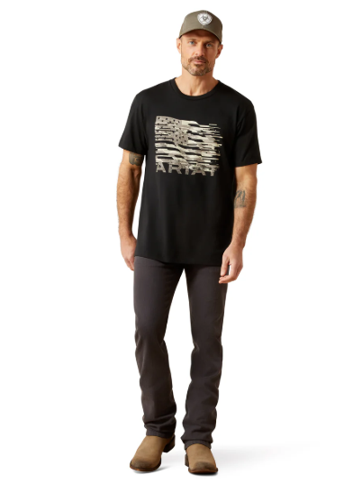 10065892 Ariat Men's Freedom Flag SS Tee Black