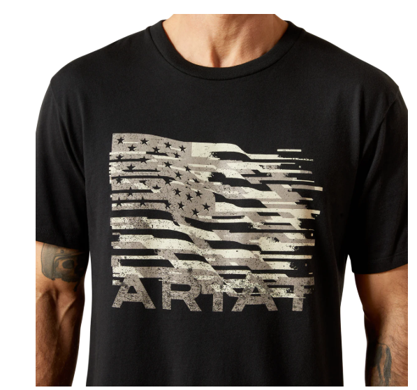 10065892 Ariat Men's Freedom Flag SS Tee Black
