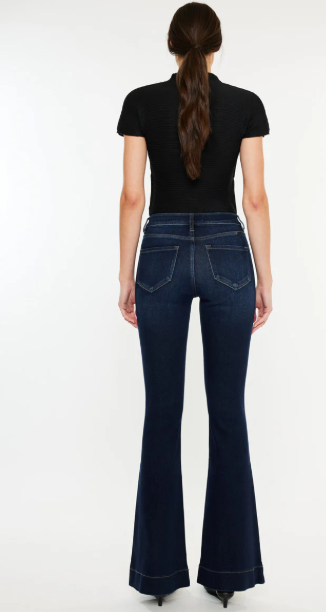 KC7124D KanCan Women's Roxanne High Rise Flare Jeans with Classic 5-Pocket Design