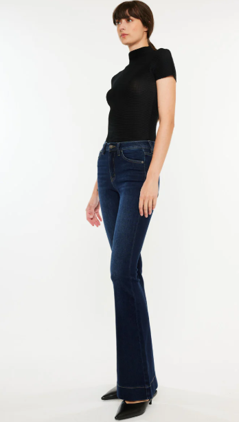 KC7124D KanCan Women's Roxanne High Rise Flare Jeans with Classic 5-Pocket Design