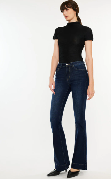 KC7124D KanCan Women's Roxanne High Rise Flare Jeans with Classic 5-Pocket Design
