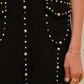 37796D USA Studded Collared Short Sleeve Mini Dress Black