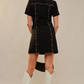 37796D USA Studded Collared Short Sleeve Mini Dress Black