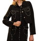 37795J USA Studded Round Neck Long Sleeve Detailed Jacket Black