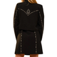 37795J USA Studded Round Neck Long Sleeve Detailed Jacket Black