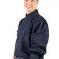 LC504-2000 Hitchley & Harrow Women's LC Collection Navy Embroidered Floral Shirt