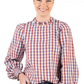 LC36-2008 Hitchley & Harrow Women's LC Collection Blue, Rust & White Gingham Shirt