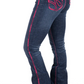 SR2241 Hitchley & Harrow Women's Ultra High Rise Hot Pink Stitch Jeans 35" Leg