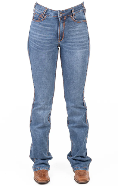 SR2248 Hitchley & Harrow Women's Ultra High Rise "Massachusetts" Deep Tan Stitch 38"Leg