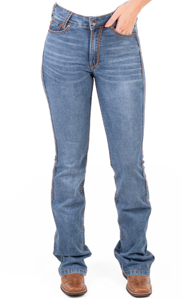 SR2248 Hitchley & Harrow Women's Ultra High Rise "Massachusetts" Deep Tan Stitch 38"Leg