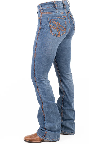 SR2248 Hitchley & Harrow Women's Ultra High Rise "Massachusetts" Deep Tan Stitch 38"Leg