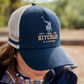 13191 Hitchley & Harrow Polo Horse Navy, Beige & Tan Trucker Cap