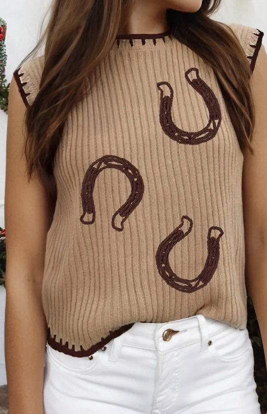 FW2761133 Western Women's Horseshoe Knit Vest