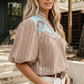 FW25136729USA Western Women's Gingham Blouse