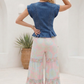 W1621TIA  Button down Pleat denim top