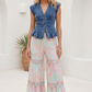 W1621TIA  Button down Pleat denim top