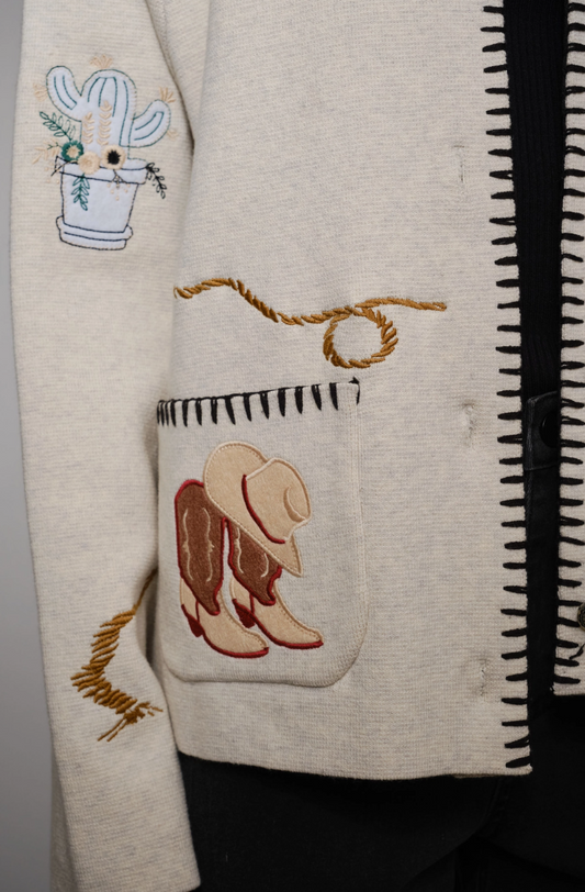 15516W  Western Embroidered sweater