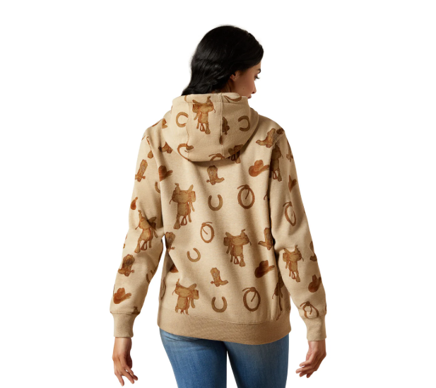 10065823 Ariat Women's Logo 2.0 Printed Hoodie Savannah Tan Heather