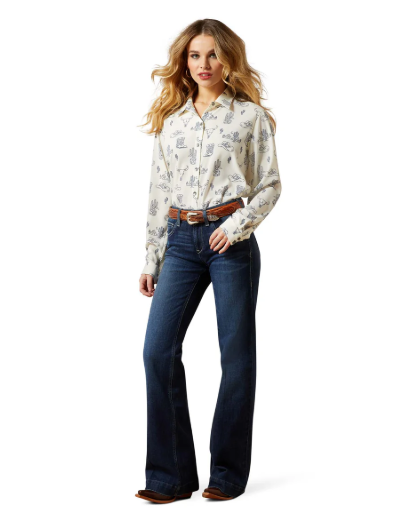 10065832 Ariat Women's Homestyle LS Shirt Deserted Print
