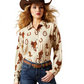 10065831 Ariat Women's Homestyle LS Shirt Rodeo Spur Print