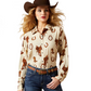 10065831 Ariat Women's Homestyle LS Shirt Rodeo Spur Print