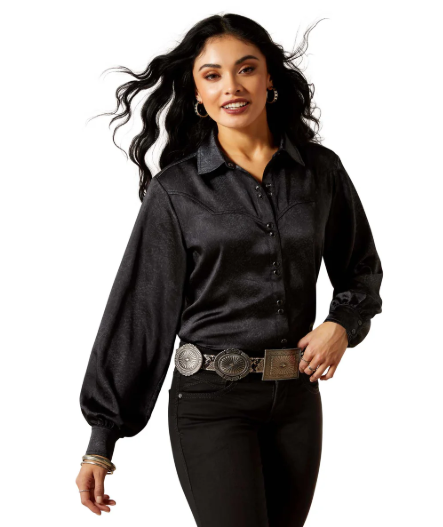 10065941 Ariat Women's Jolie Snap LS Shirt Black