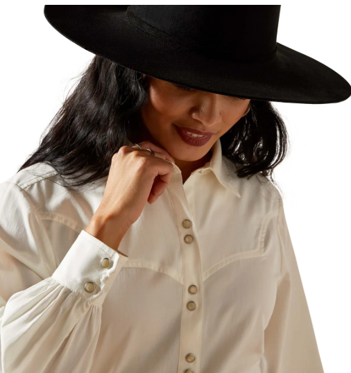 10065940 Ariat Women's Jolie Snap LS Shirt White Alyssum