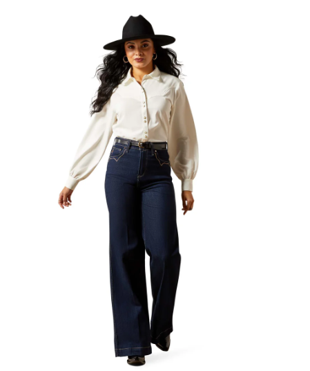 10065940 Ariat Women's Jolie Snap LS Shirt White Alyssum