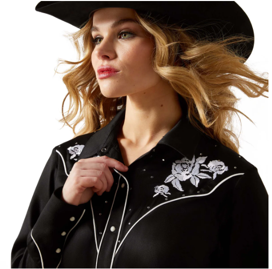 10065968 Ariat Women's Viva Rodeo LS Shirt Black