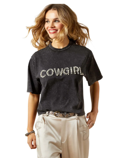 10065990 Ariat Women's Pearl SS Tee Washed Black