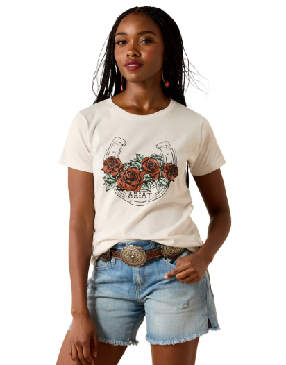 10076383 Ariat Women's Vintage Rose SS Tee Natural