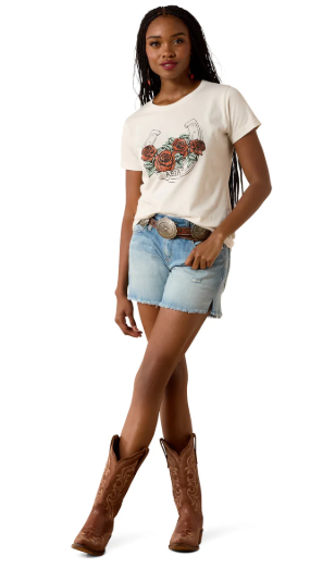 10076383 Ariat Women's Vintage Rose SS Tee Natural