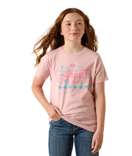 10071703 Ariat Girl's Southwest Sunset SS Tee Dusty Rose
