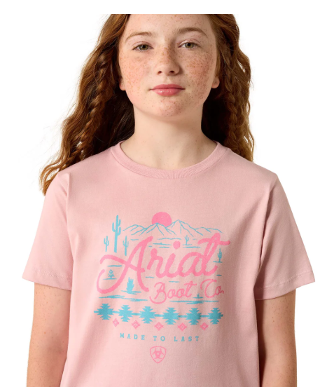 10071703 Ariat Girl's Southwest Sunset SS Tee Dusty Rose