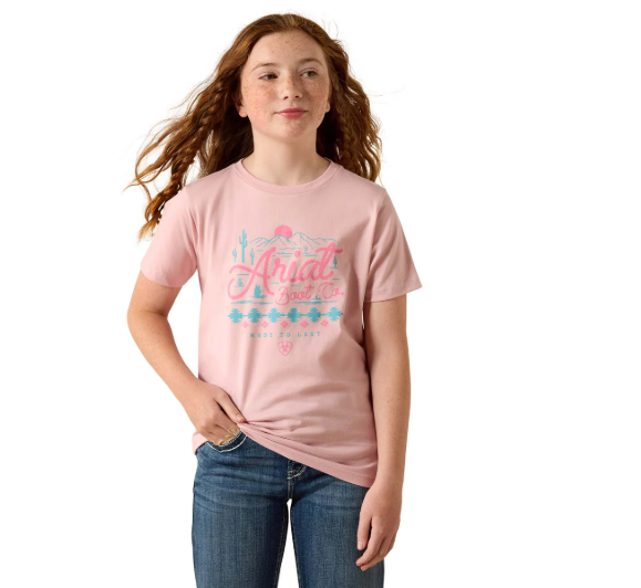10071703 Ariat Girl's Southwest Sunset SS Tee Dusty Rose