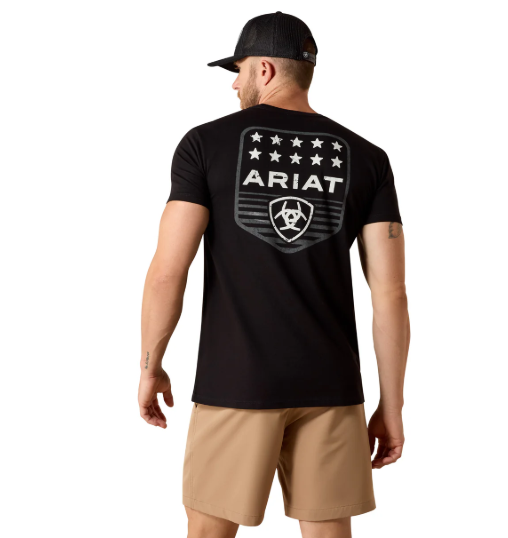 10073966 Ariat Men's Stripe Patriotic Badge SS Tee Black