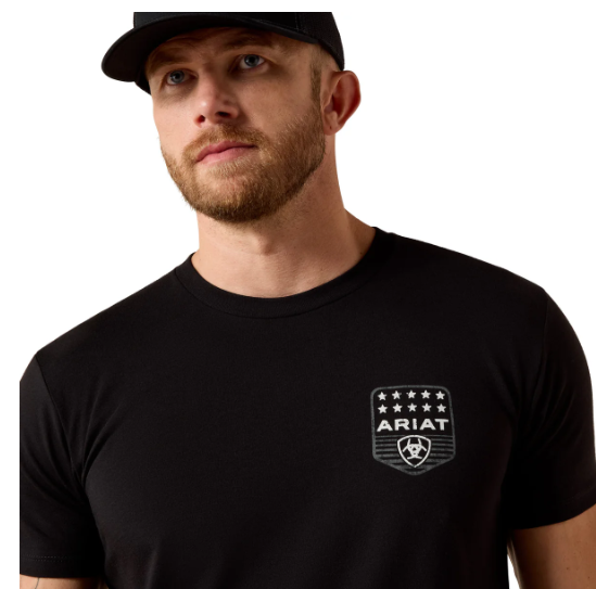 10073966 Ariat Men's Stripe Patriotic Badge SS Tee Black