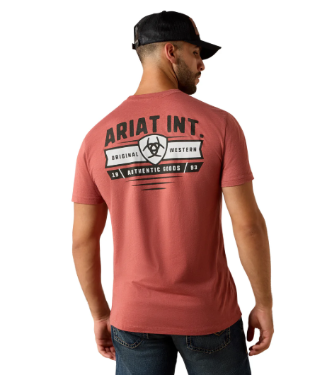 10073957 Ariat Men's Banner Badge SS Tee Adobe Heather