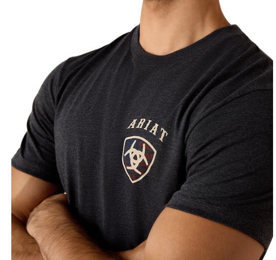 10071195 Ariat Men's American Bison SS Tee Charcoal Heather