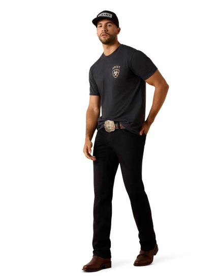 10071195 Ariat Men's American Bison SS Tee Charcoal Heather