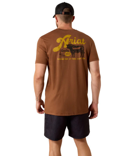 10071197 Ariat Men's BBQ Smoke SS Tee Soft Silt
