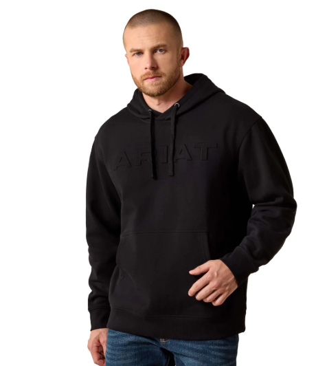 10073716 Ariat Men's Embossed Logo Hoodie Black