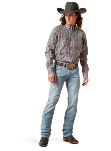 10065851 Ariat Men's Pro Series Trenton Fitted LS Shirt Cream